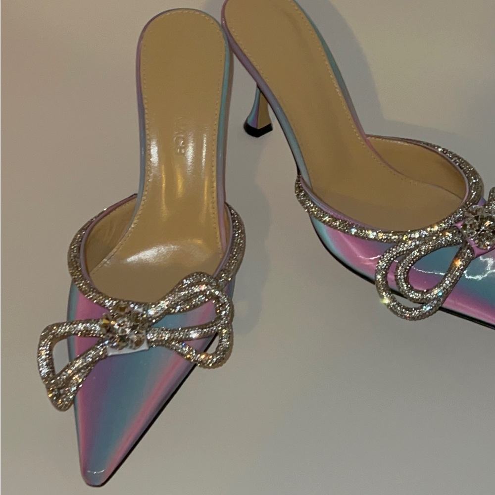 double ྀིྀི bow mules iridescent size 38